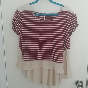 Free People Short Sleeve Striped Top